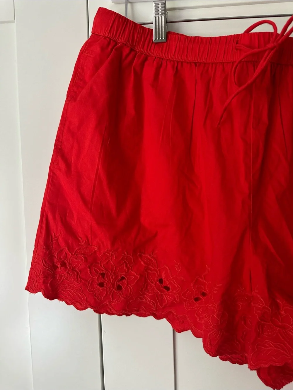 Future Collective Red Eyelet Shorts & Matching V-Neck Tie Front Top Matching Set